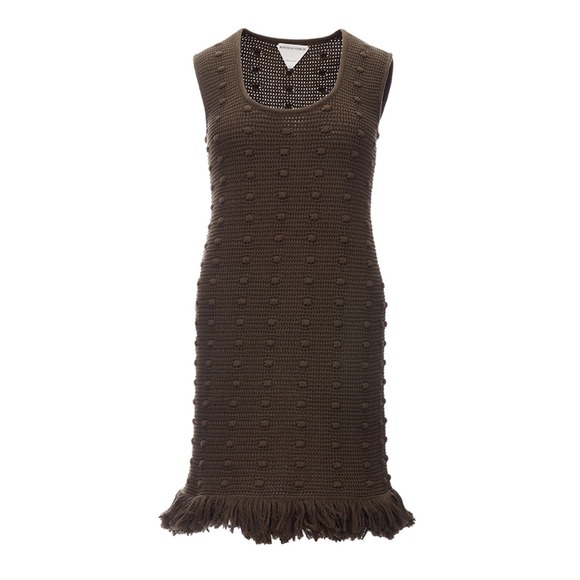 Bottega Veneta Dresses & Skirts - Bottega Veneta Knitted Olive Green Dress with Pompom Details NWT